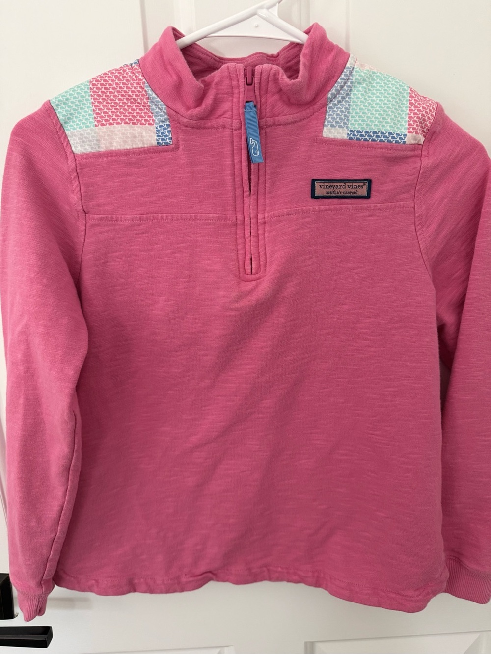 Vineyard Vines Girls' Pink Quarter-Zip Pullover Shep Shirt